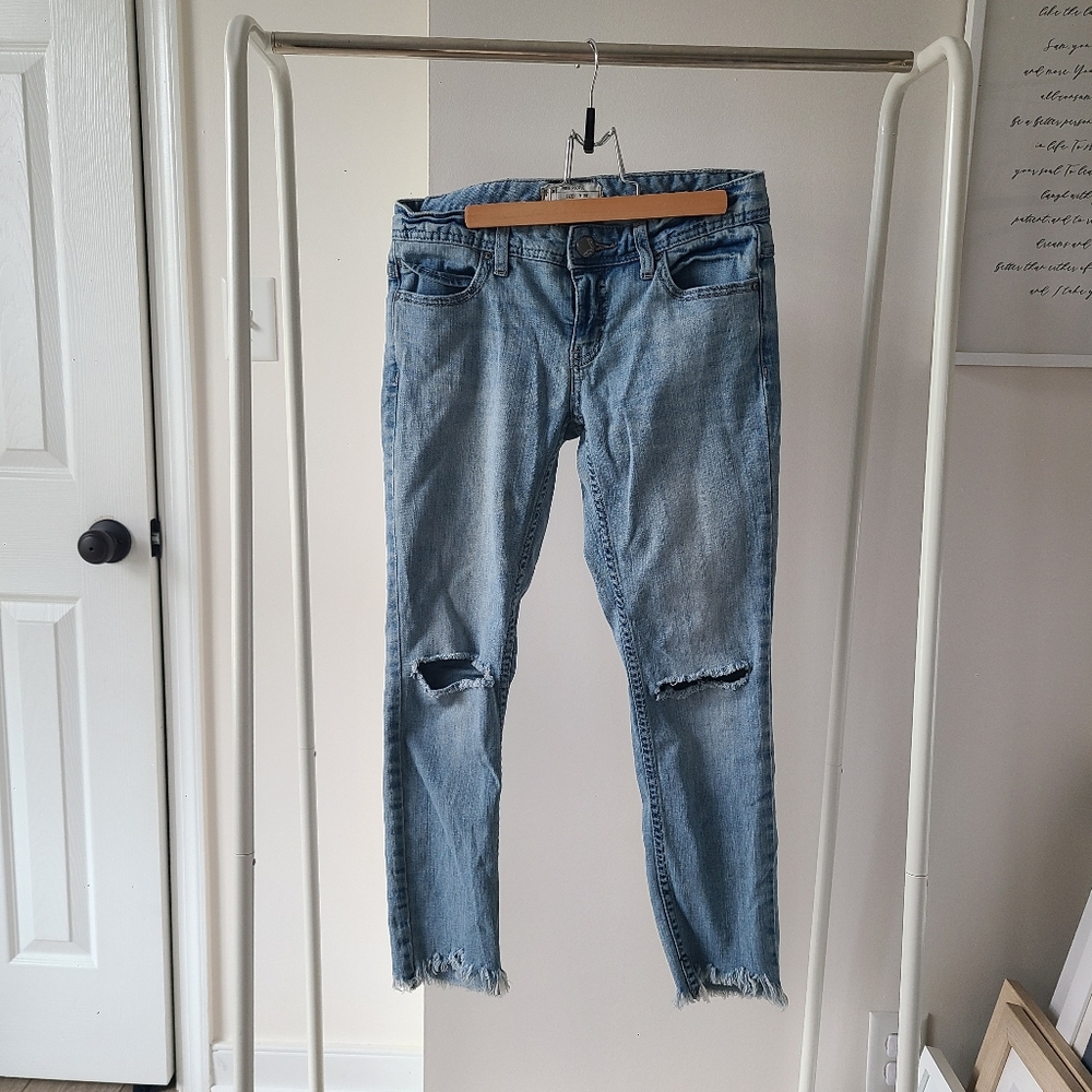 Free People Light Blue Distressed Skinny Jeans
